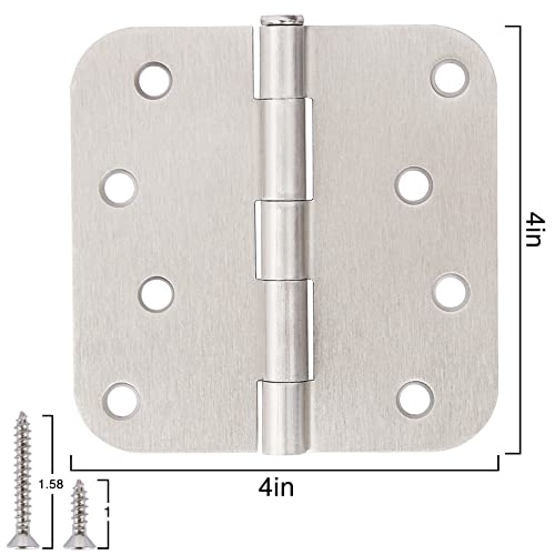 TDCHINGES 18 Pack 4 Inch Nickel Door Hinges Satin/Brushed Nickel Door Hinges 4 in x 4" Exterior Interior Door Hinge for Stardand Doors Stall,Front,Closet,Silver Residential Hinge Iron Bifold Door Hinge - Image 4
