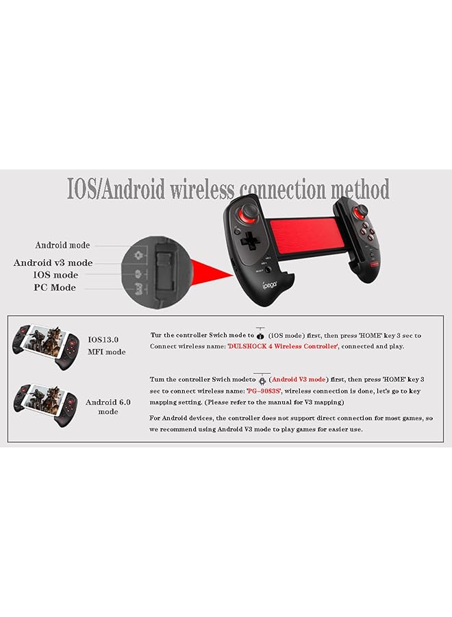Ipega Pg 9083S Wireless Game Controller For Iphone14/13/12/11/X Xr/ Ipad For Galaxy S23/S22/S21/S10+/ Note20/10 Vivo One Plus Android Smartphone Tablet (Android 6.0 + Ios13.0+)  - Image 3