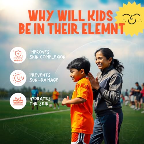 Elemnt Kids Sunscreen for Sports | SPF 50, PA+++ Dermatologically Tested, Water Resistant Mineral Sunscreen | Kid friendly formulation with Niacinamide, Olive Oil & Aloe Vera | Kids Sun protection for Girls, Boys 4 to 13 year old - 50gm - Image 2