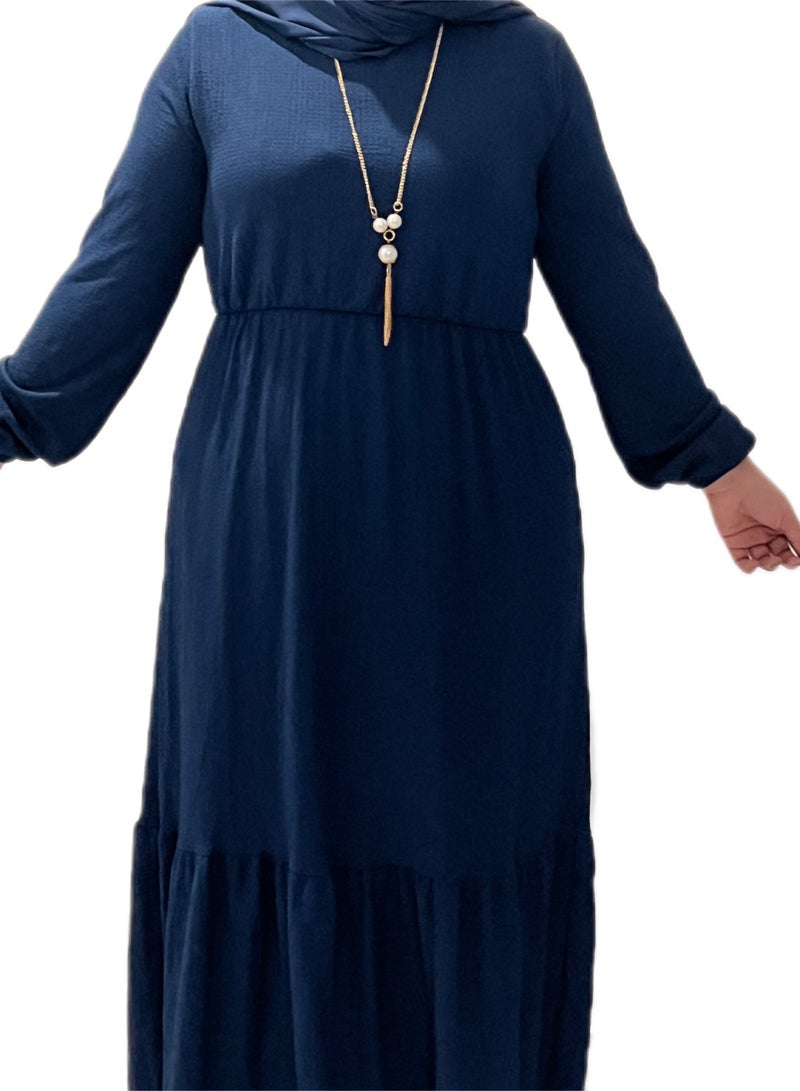 Polyester long dress with necklace