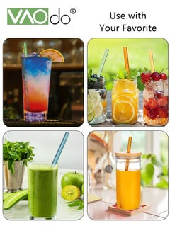VAOdo 8PCS Glass Smoothie Straw Inner Diameter 5MM Wide Reusable Straight Straws with 2 Cleaning Brush Suitable for Juice Milk Smoothies  - Image 4