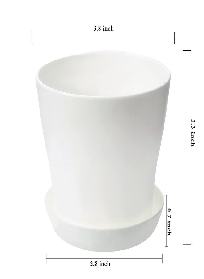 TDHDIKE 10 Pcs Plastic Planters Indoor Flower Plant Pots, Mini Flower Seedlings Nursery Pot/Planter/Flower Pot with Pallet, Modern Decorative Gardening Containers (White) - Image 2