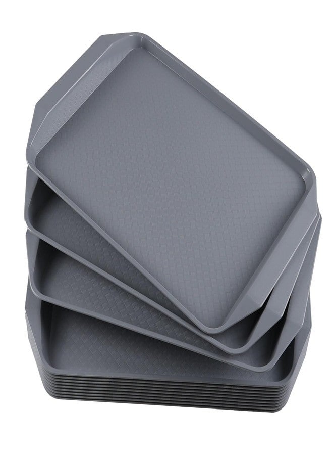Callyne 12-Pack Plastic Fast Food Trays, Cafeteria Serving Tray, Gray - Image 1