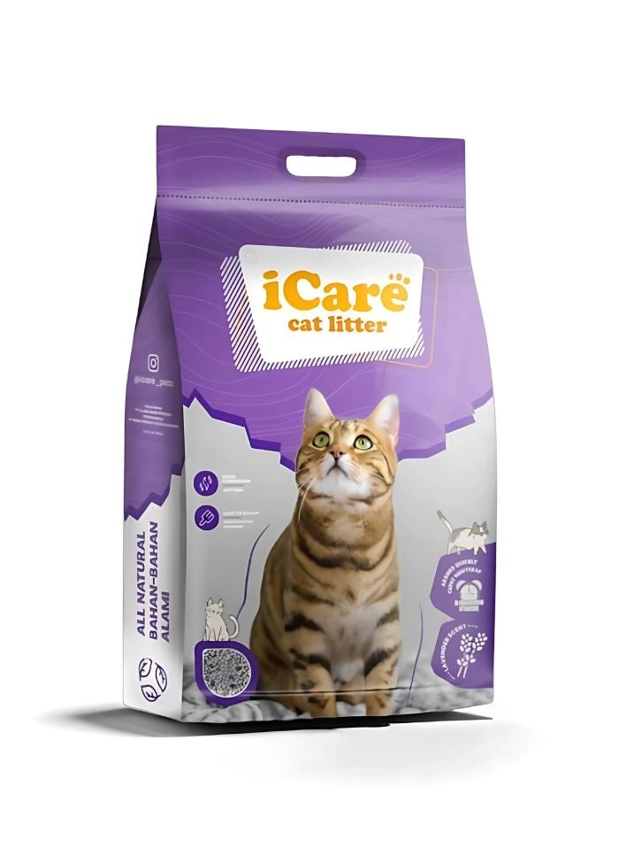 iCare Bentonite Cat Litter – Natural, Safe & Odor-Free [ Lavender, 10L ) - Image 1