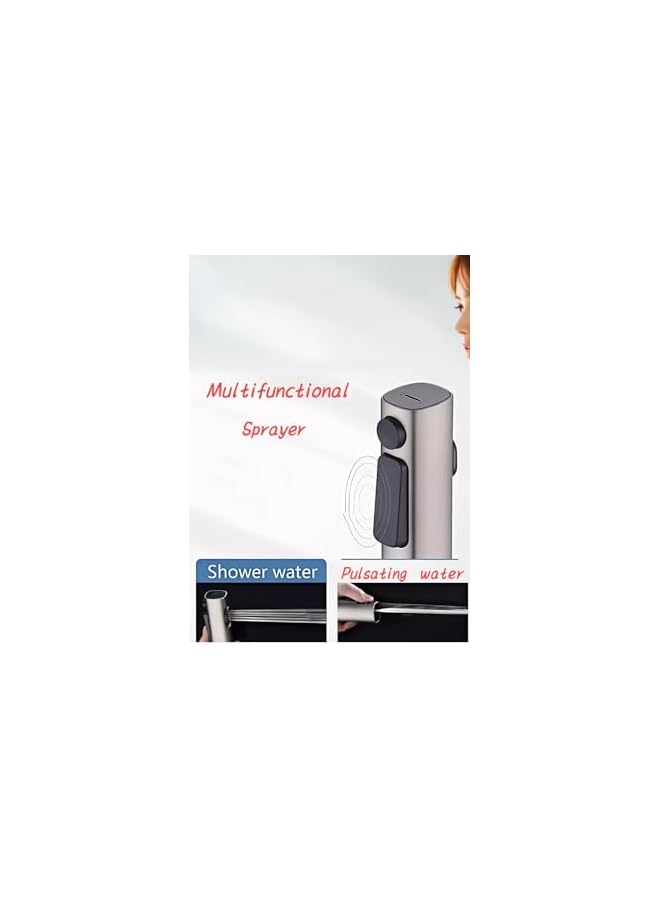 The Bros رشاش بيديه محمول أسود - رأس دش محمول ذو وظيفتين، ملحق صنبور حوض المطبخ، رشاش خفيف الوزن محمول لحمام - Image 4