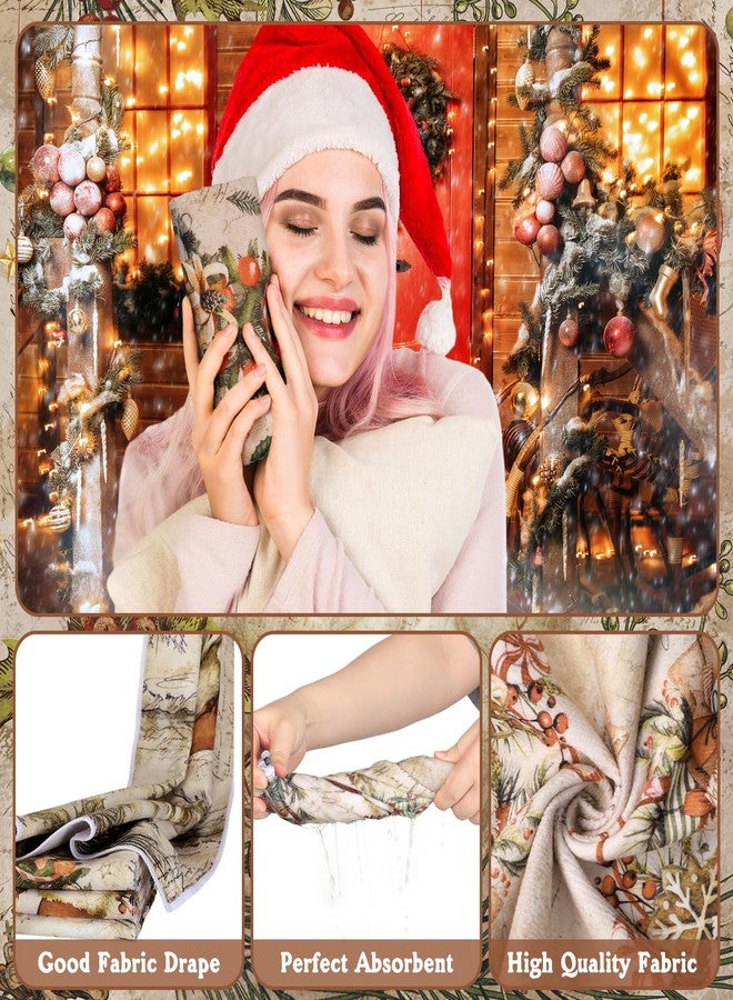 FuWeave 8 Pcs Christmas Shower Curtain Set Xmas Santa Bathroom Decoration Christmas Tree Hand Towels Snowman Toilet Lid Cover Bathroom Rugs Xmas Shower Curtain with Hooks(Santa Claus Style) - Image 4