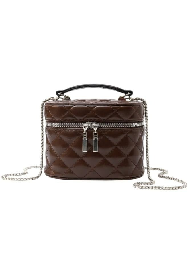 Mini Box Leather Crossbody Bag in Brown - Image 1