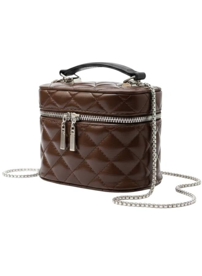 Mini Box Leather Crossbody Bag in Brown - Image 2
