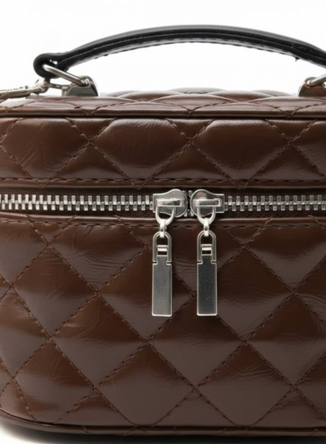 Mini Box Leather Crossbody Bag in Brown - Image 3