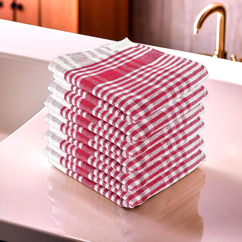 Kuber Industries Pack of 6 Cotton Kitchen ClothNapkins Fridge Table Kitchen Platform Cleaning Roti Napkins 16x26 Inches Pink - Image 2