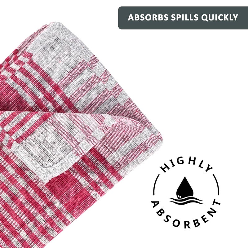 Kuber Industries Pack of 6 Cotton Kitchen ClothNapkins Fridge Table Kitchen Platform Cleaning Roti Napkins 16x26 Inches Pink - Image 4