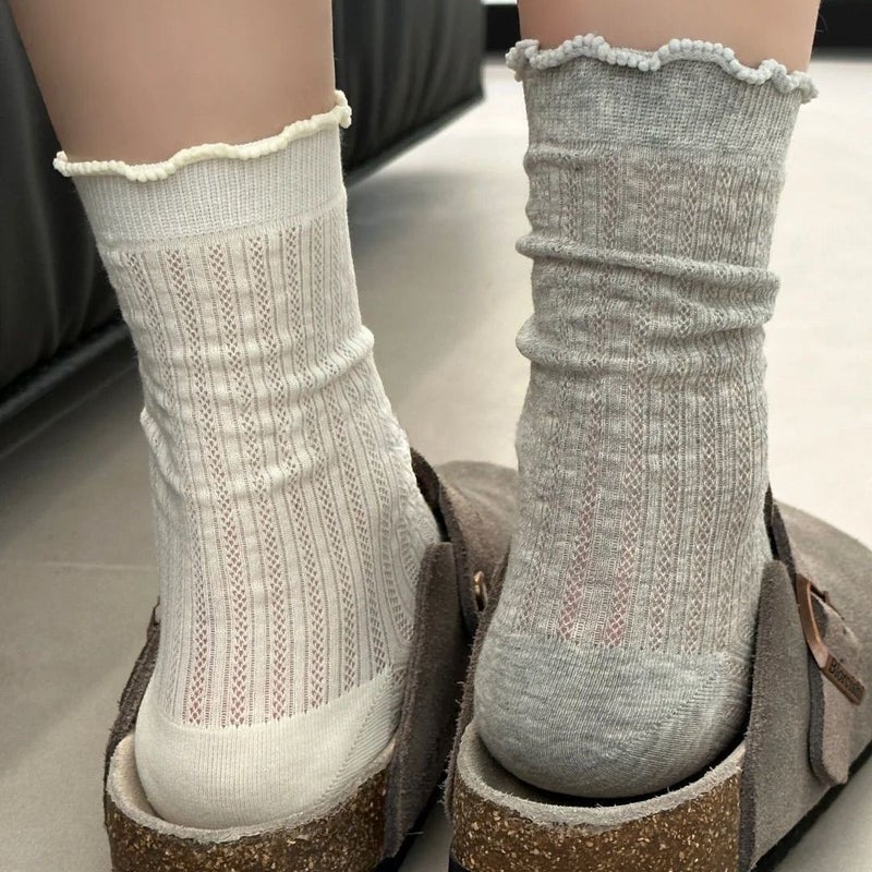 Fashion Hollow Mesh Mid-Calf Socks for Women - Image 3