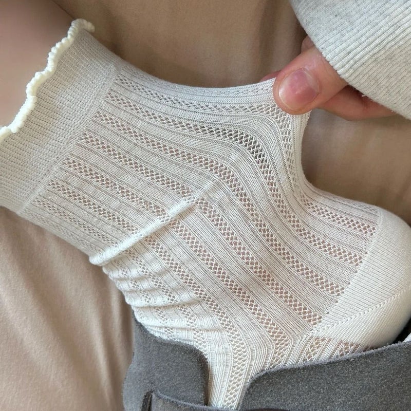Fashion Hollow Mesh Mid-Calf Socks for Women - Image 4