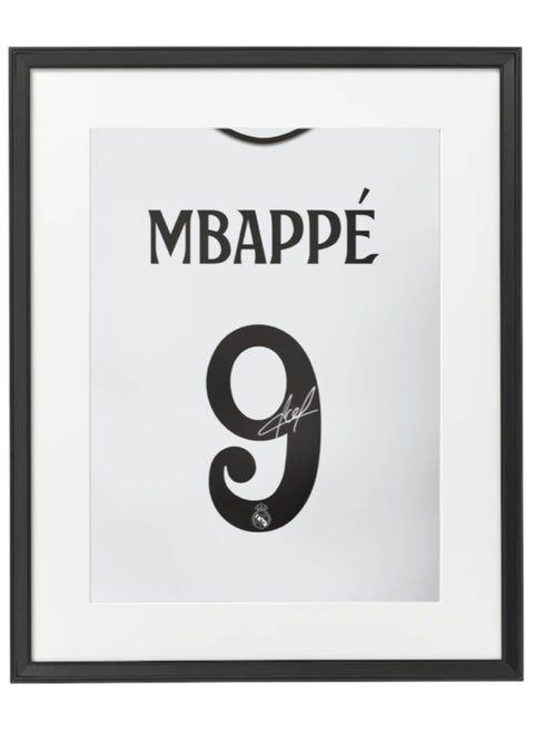Kylian Mbappe Real Madrid Autographed Jersey - Framed Poster 50x40cm - Football Memorabilia, Soccer Collectible, Gift for Fans