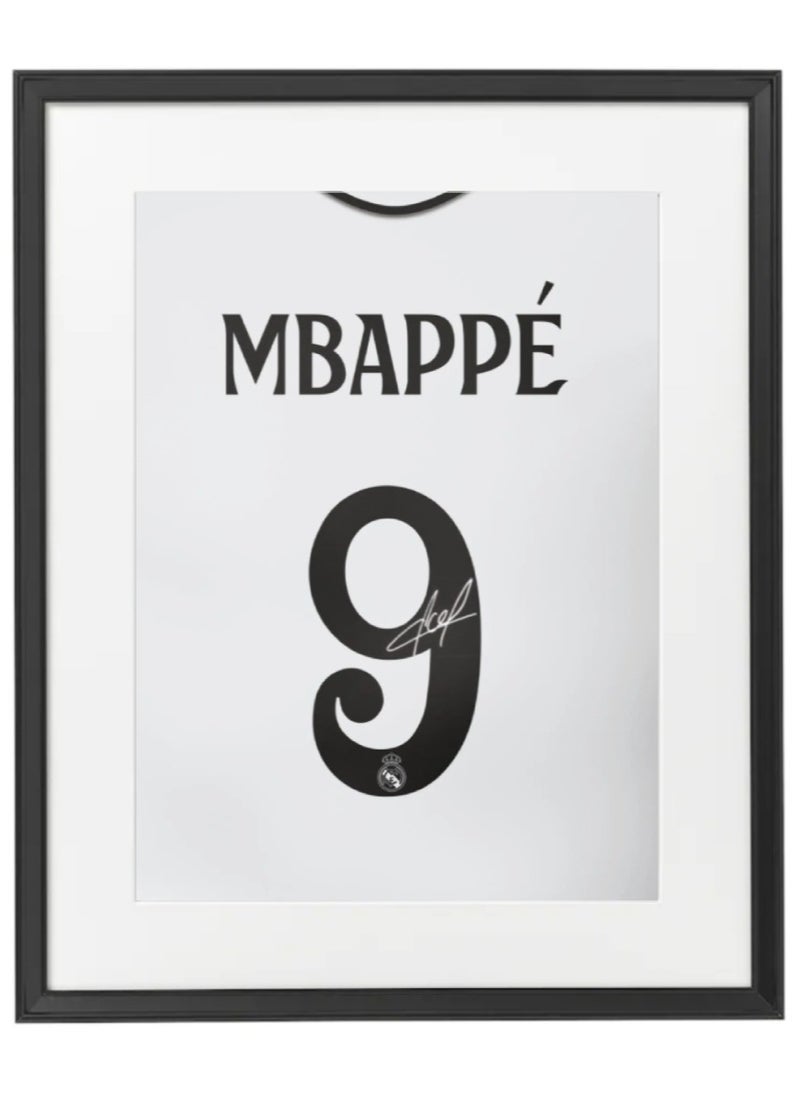 Kylian Mbappe Real Madrid Autographed Jersey - Framed Poster 50x40cm - Football Memorabilia, Soccer Collectible, Gift for Fans