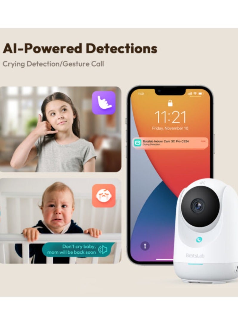 Botslab C224, an innovative security camera that offers excellent 4K 8MP image quality to capture every detail, The 2.4GHz Wi-Fi and Wi-Fi 6 wireless connection guarantees stability and speed. Google Assistant and IFTTT for easy control and integration with other Smart Home devices. - Image 5