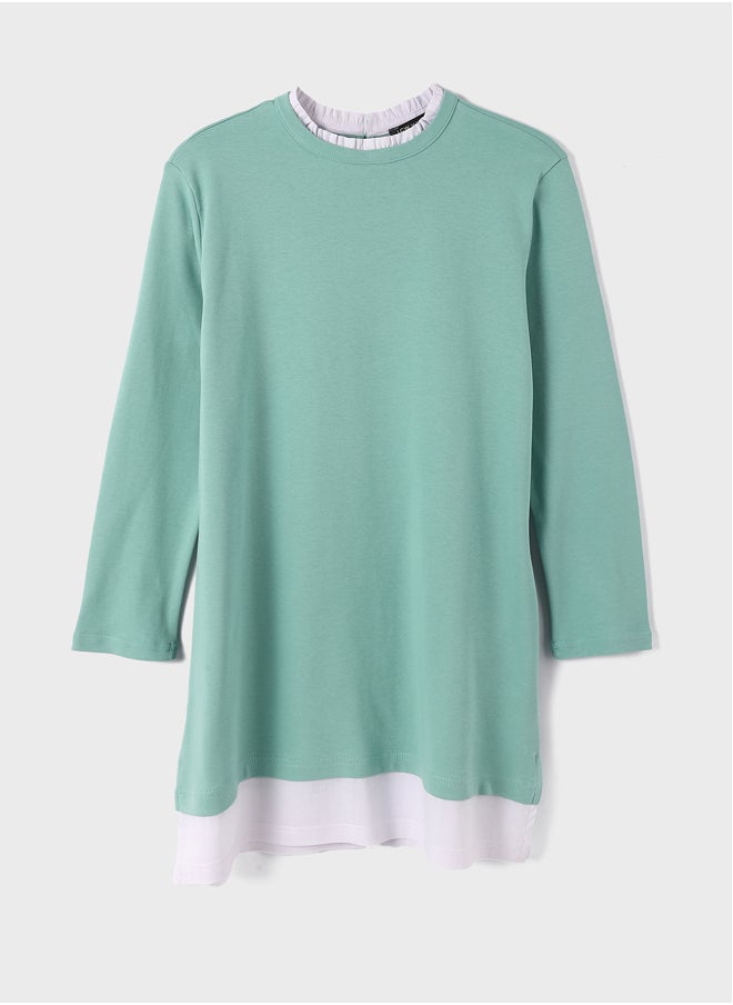LC WAIKIKI Ruffle Collar Straight Long Sleeve Women's Tunic  - Image 1
