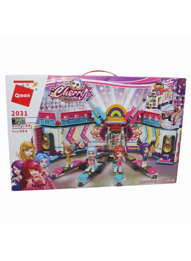 Qman Cherry Mew Mew Music Festival Building Blocks - 984 Pcs - Image 1