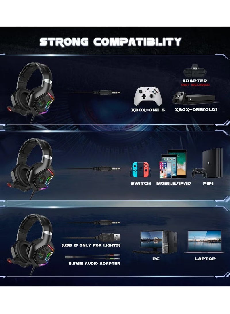 LIXES K10 Pro Gaming Headset with RGB Lighting – Professional Wired Headphones for PC, Console, and Mobile Gaming  - Image 4