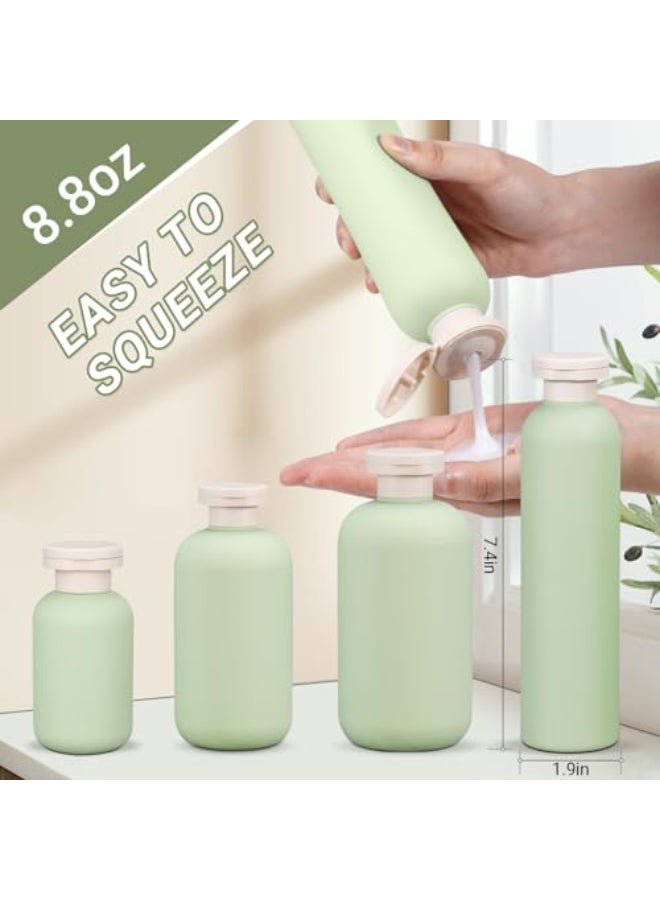 ASEVAT 88oz 4Pcs Green Plastic Refillable Travel Shampoo and Conditioner Bottles Plastic Refillable Travel Shampoo Bottles with Flip Cap Shampoo and Conditioner Dispenser - Image 4