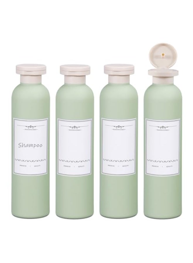 ASEVAT 88oz 4Pcs Green Plastic Refillable Travel Shampoo and Conditioner Bottles Plastic Refillable Travel Shampoo Bottles with Flip Cap Shampoo and Conditioner Dispenser - Image 1