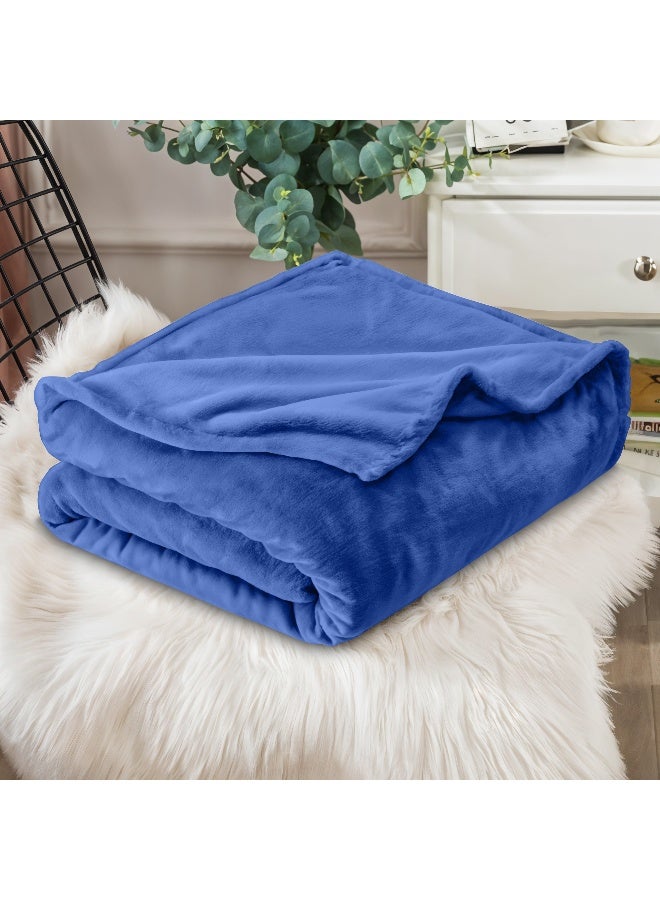 REST Micro Fleece Hotel Luxury Flannel Blanket  Royal Blue 220x240cm  260 GSM  Lightweight Plush Cozy Bed Blanket  Soft Comfy Throw Blankets  Winter Essentials - Image 1