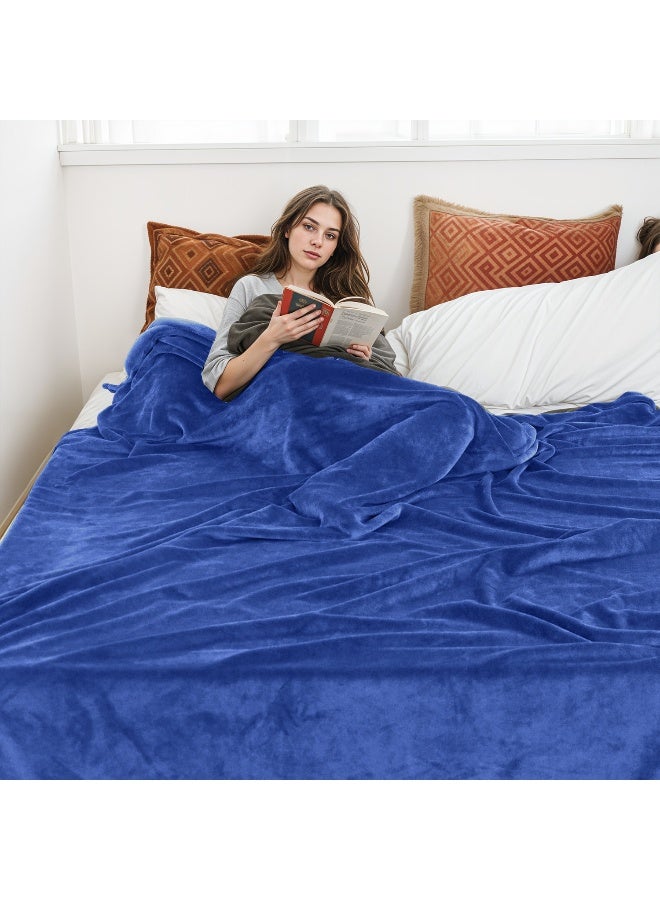 REST Micro Fleece Hotel Luxury Flannel Blanket  Royal Blue 220x240cm  260 GSM  Lightweight Plush Cozy Bed Blanket  Soft Comfy Throw Blankets  Winter Essentials - Image 3