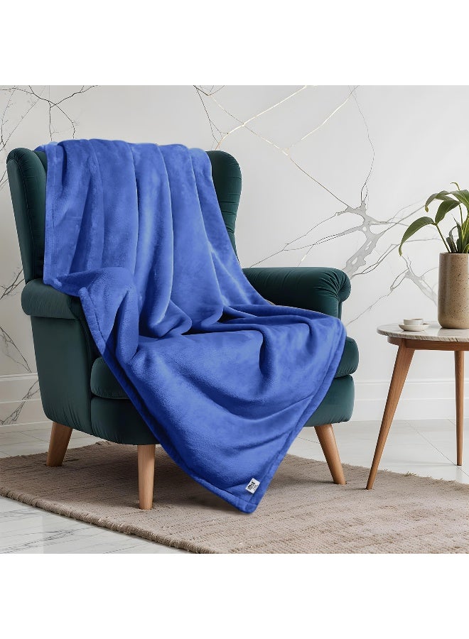 REST Micro Fleece Hotel Luxury Flannel Blanket  Royal Blue 220x240cm  260 GSM  Lightweight Plush Cozy Bed Blanket  Soft Comfy Throw Blankets  Winter Essentials - Image 2