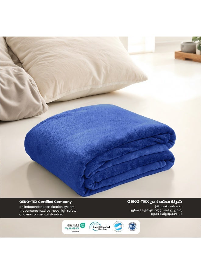 REST Micro Fleece Hotel Luxury Flannel Blanket  Royal Blue 220x240cm  260 GSM  Lightweight Plush Cozy Bed Blanket  Soft Comfy Throw Blankets  Winter Essentials - Image 4
