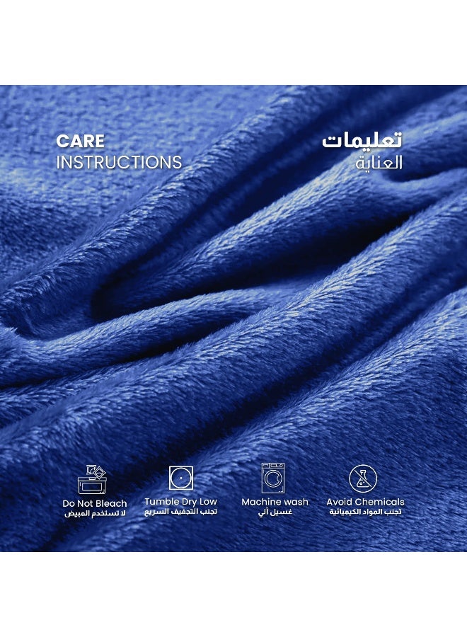 REST Micro Fleece Hotel Luxury Flannel Blanket  Royal Blue 220x240cm  260 GSM  Lightweight Plush Cozy Bed Blanket  Soft Comfy Throw Blankets  Winter Essentials - Image 5