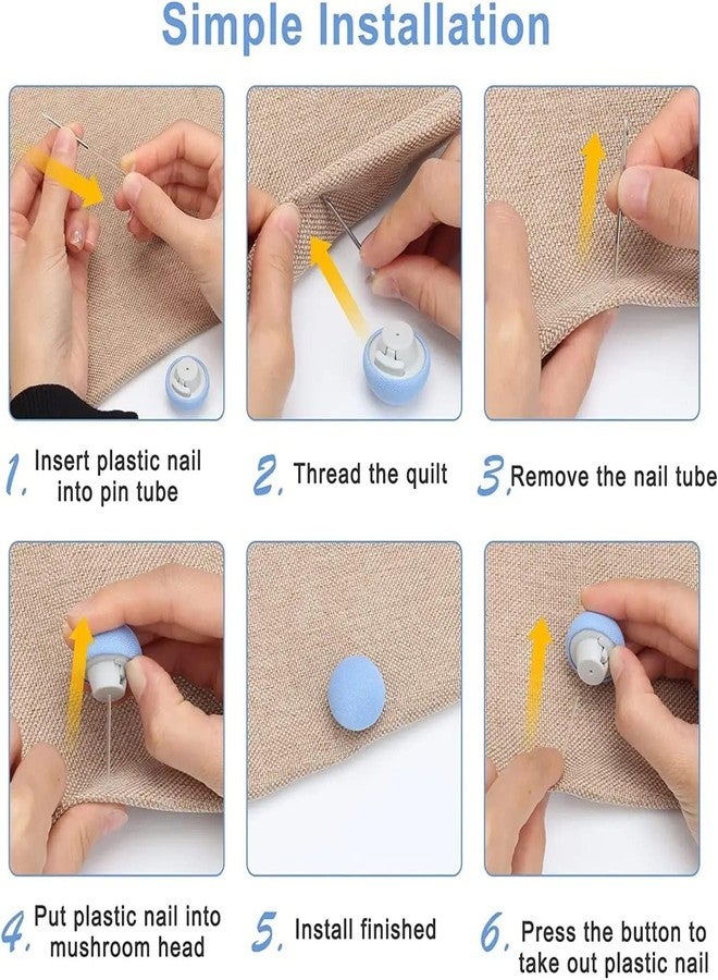 DORMICO Clips Mushroom Duvet Cover Pins Cotton Quilt Fixer Duvet Fasteners (Blue, Pack of 16) - Image 4