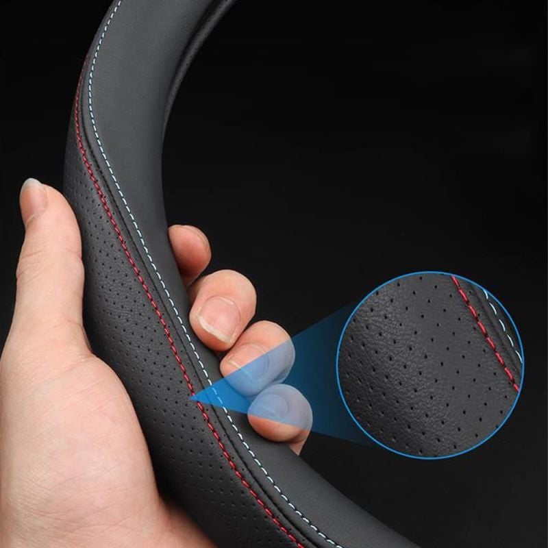 Steering Wheel Cover MG Anti-Slip Leather Superior Grip - Comfortable Driving Protector Sweat-Resistant for Long Road Trips - Image 2