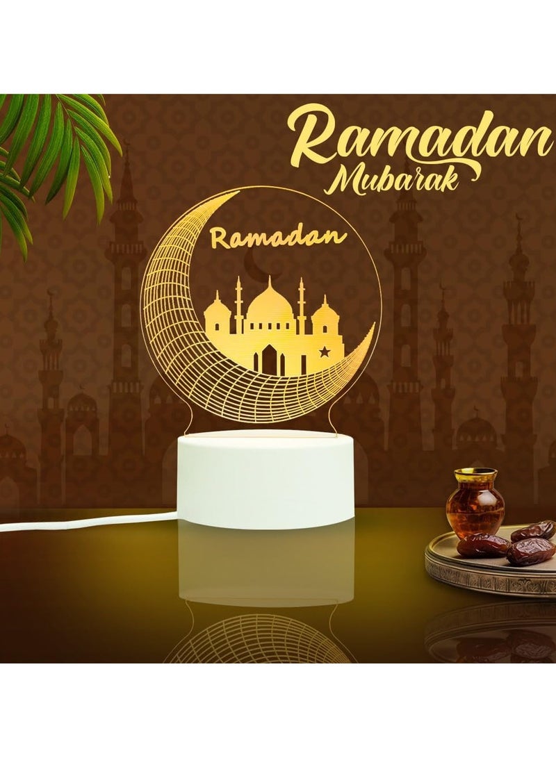 UKR Ramadan Lights Mubarak Decoration | LED Crescent Moon and Mosque Lamp | USB Stand Lamp for Eid and Islamic Celebrations - Image 4