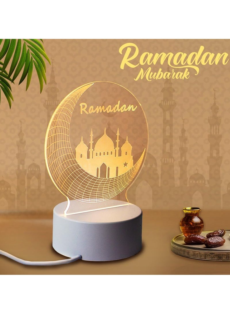 UKR Ramadan Lights Mubarak Decoration | LED Crescent Moon and Mosque Lamp | USB Stand Lamp for Eid and Islamic Celebrations - Image 5