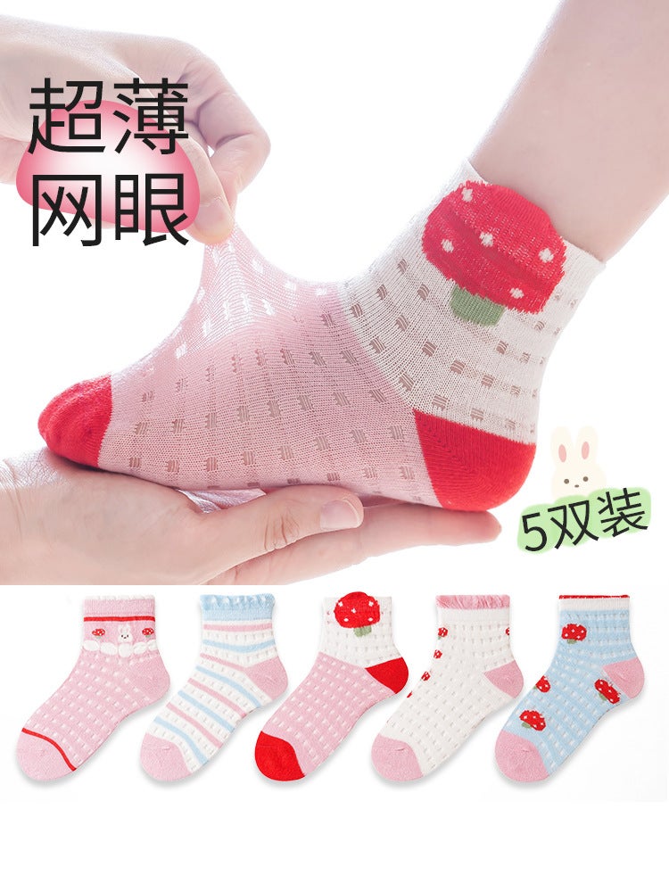 Kids' Summer Thin Cartoon Socks, Combed Cotton Mid-Calf Sports Style for Boys and Girls - Image 2
