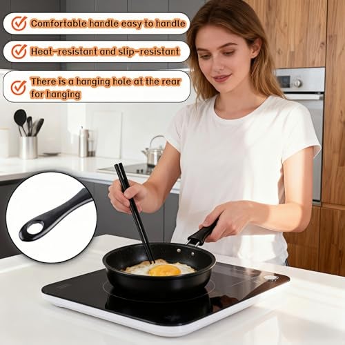 RyanDesign 4.7 Inch Mini Frying Pan, Black Non-Stick Egg Pan with Hanging Hole, Flat Bottom Design for Gas, Induction, Electric Stove, Perfect for Single Serve Breakfast, Omelets & Camping, RV Use (Black) - Image 4