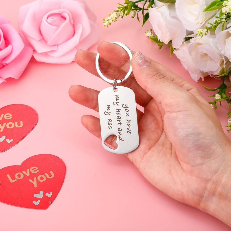 klarako Valentine's Day Gifts Keychain for Boyfriend from Girlfriend, Couple Heart Keychains for Him, You Have My Heart and My As Keychain - Image 5