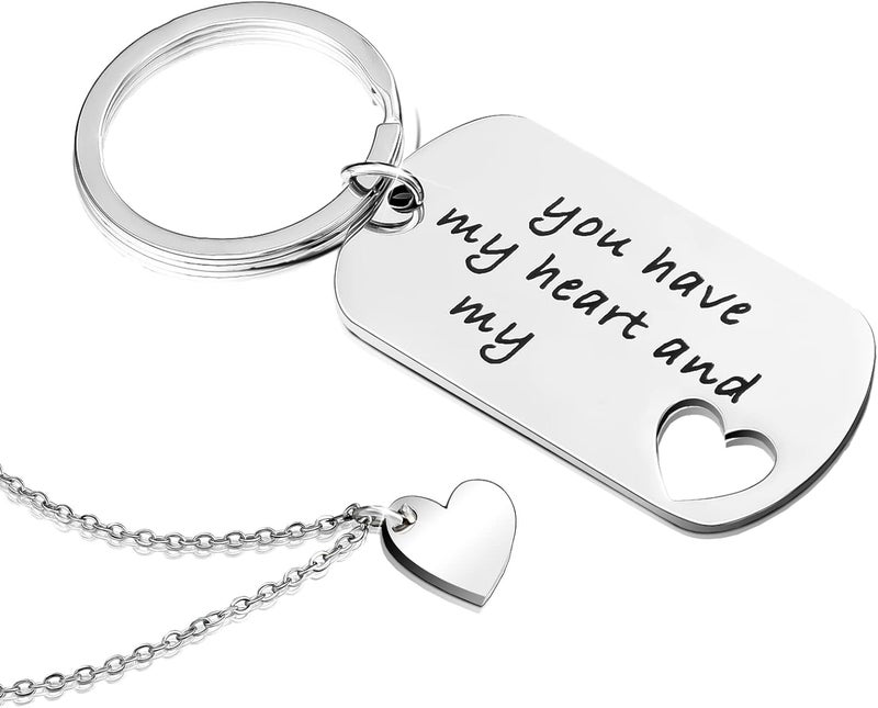 klarako Valentine's Day Gifts Keychain for Boyfriend from Girlfriend, Couple Heart Keychains for Him, You Have My Heart and My As Keychain - Image 1