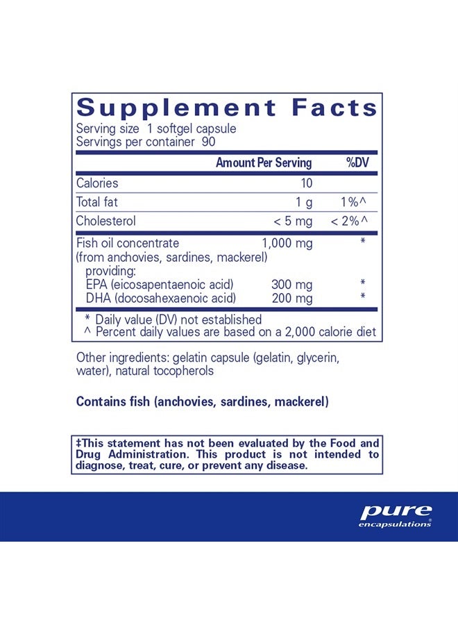 Pure Encapsulations EPA/DHA Essentials - Fish Oil Concentrate Supplement to Support Cardiovascular Health - Premium EPA & DHA Supplement with Omega 3-90 Softgel Capsules - Image 2