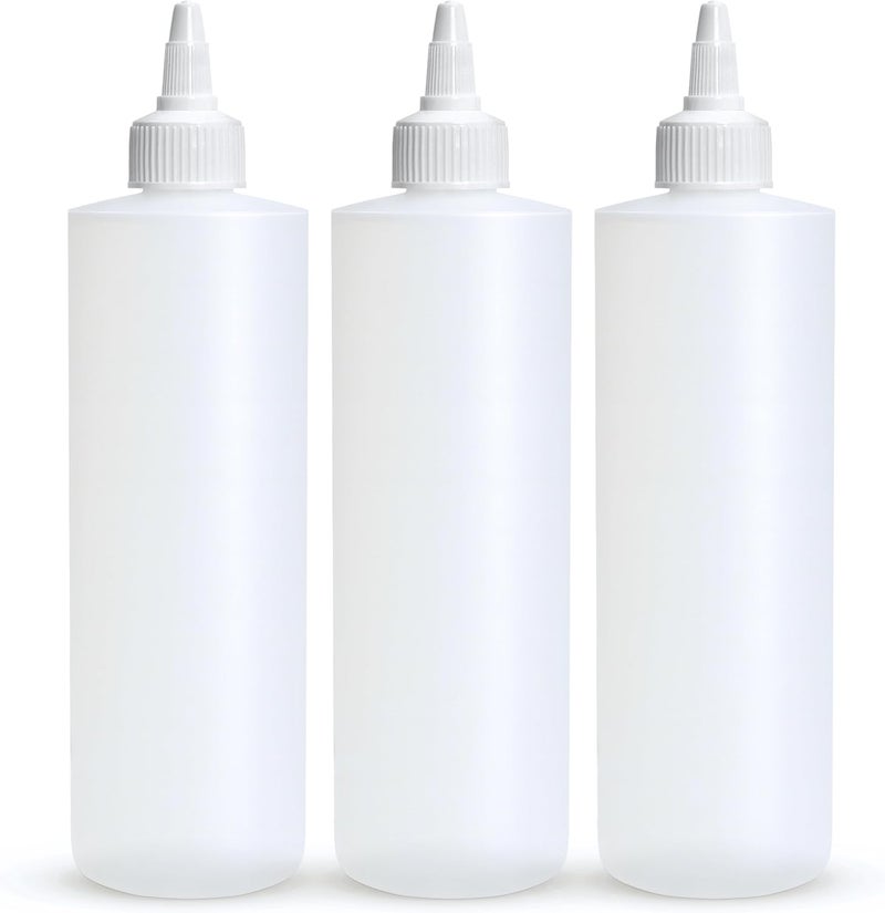 BRIGHTFROM Condiment Squeeze Bottles, 8 OZ Empty Squirt Bottle with Twist Top Cap, Leak Proof - Great for Ketchup, Mustard, Syrup, Sauces, Dressing, Oil, Arts and Crafts, BPA FREE Plastic - 3 PACK - Image 1