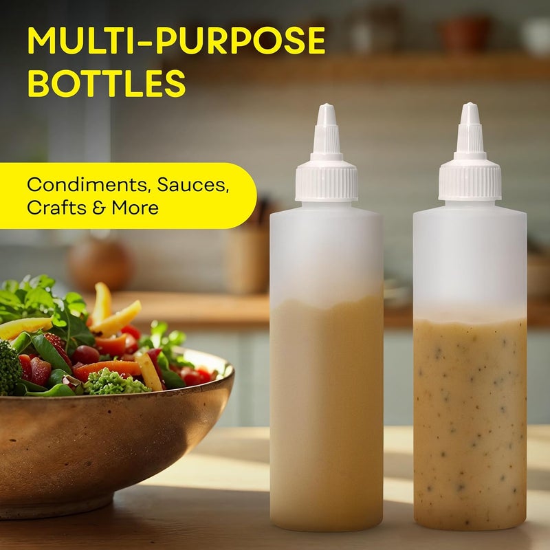 BRIGHTFROM Condiment Squeeze Bottles, 8 OZ Empty Squirt Bottle with Twist Top Cap, Leak Proof - Great for Ketchup, Mustard, Syrup, Sauces, Dressing, Oil, Arts and Crafts, BPA FREE Plastic - 3 PACK - Image 4