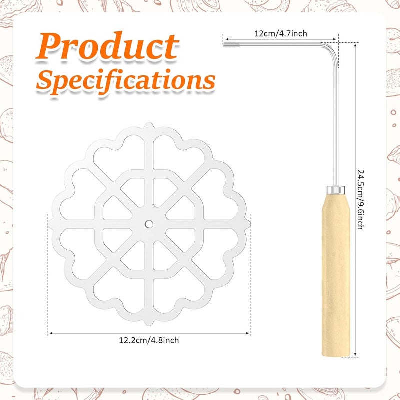 KNFFSAAJL Bunuelos Mold with Handle Detachable Rosette Iron Mold Flower Bunuelos Cookie Maker Molds Cast Aluminum Rosette Maker for Kitchen Baking Cooking 4.8 inches (1 pc) - Image 3