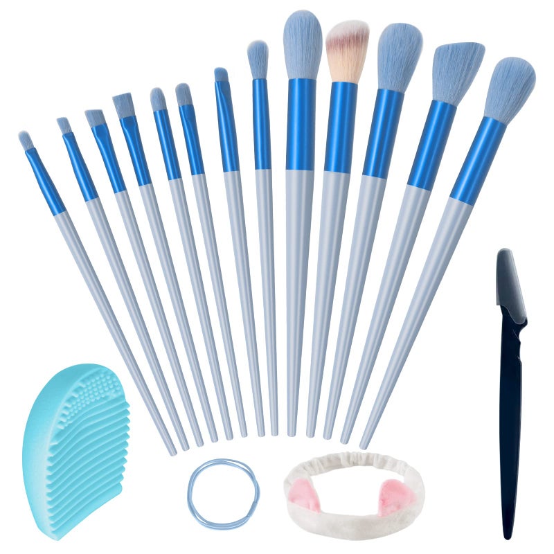 WOBEVB Makeup Brushes 17 Pcs Makeup Kit, Foundation Powder Blush Concealer Contour Blend Eye Shadow Makeup Brushes Set - Image 1