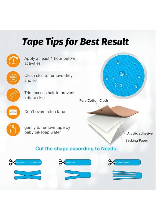 YJ 40 Pcs Precut Kinesiology Tape Strips, 4 Colors 2 inch x 10 inch Cotton Athletic Tape, Kinetic Tape, Elastic Muscle Tape, Sports Tape, Knee Tape for Exercise and Daily Use - Image 3