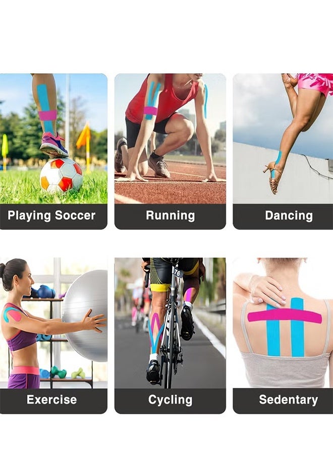 YJ 40 Pcs Precut Kinesiology Tape Strips, 4 Colors 2 inch x 10 inch Cotton Athletic Tape, Kinetic Tape, Elastic Muscle Tape, Sports Tape, Knee Tape for Exercise and Daily Use - Image 5