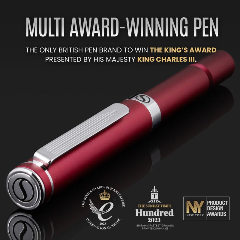 Scriveiner Red Rollerball EDC Luxury Pen, Stunning Pocket Pen with Chrome Finish, Cool Writing Pen, Best Gift for Men & Women, German Schmidt Refill, Nice Present, Fancy Office Designer - Image 2