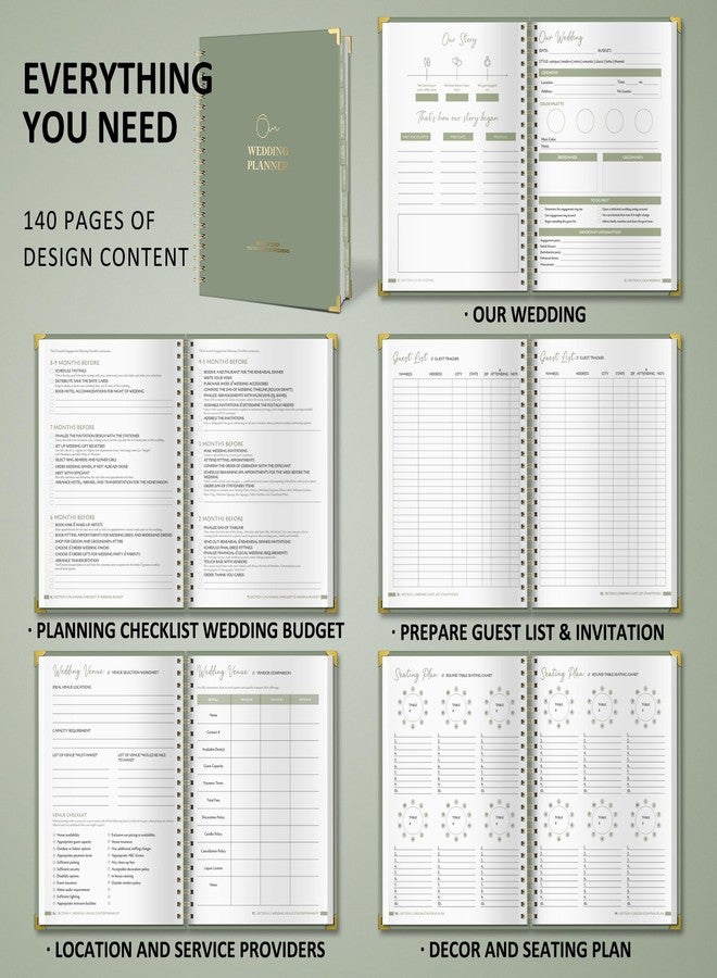 BIROYAL Wedding Planner Book and Organizer - A4 Wedding Planning Book with Checklist, Calendar & Tips - Makes Your Countdown Planning Easy - Engagement Gifts for Newly Engaged Couples, Future Brides & Grooms - Image 3