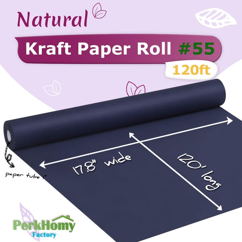 PH PERKHOMY PerkHomy 17.8" x 1,440" (120') Navy Blue Kraft Paper Roll for Craft Bulletin Board Paper Art Table Covering Crafting Gift Wrapping Bouquet Packing Parcel 80GSM 55LB (Navy Blue, 17.8" x 120') - Image 2