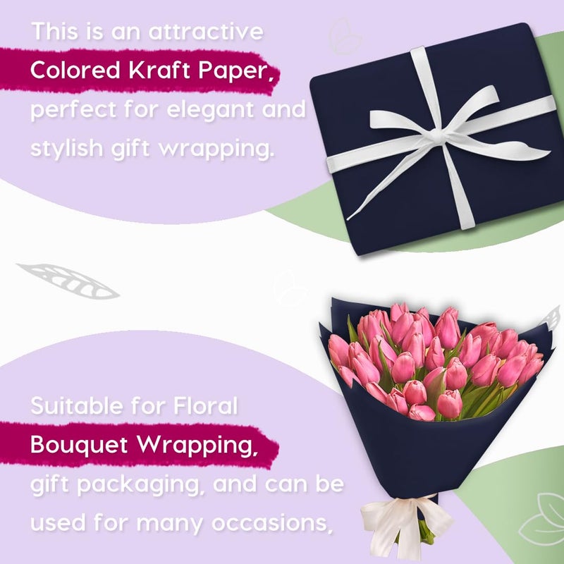 PH PERKHOMY PerkHomy 17.8" x 1,440" (120') Navy Blue Kraft Paper Roll for Craft Bulletin Board Paper Art Table Covering Crafting Gift Wrapping Bouquet Packing Parcel 80GSM 55LB (Navy Blue, 17.8" x 120') - Image 4