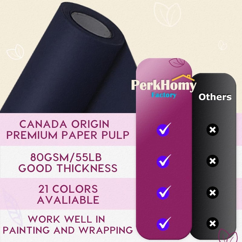 PH PERKHOMY PerkHomy 17.8" x 1,440" (120') Navy Blue Kraft Paper Roll for Craft Bulletin Board Paper Art Table Covering Crafting Gift Wrapping Bouquet Packing Parcel 80GSM 55LB (Navy Blue, 17.8" x 120') - Image 3